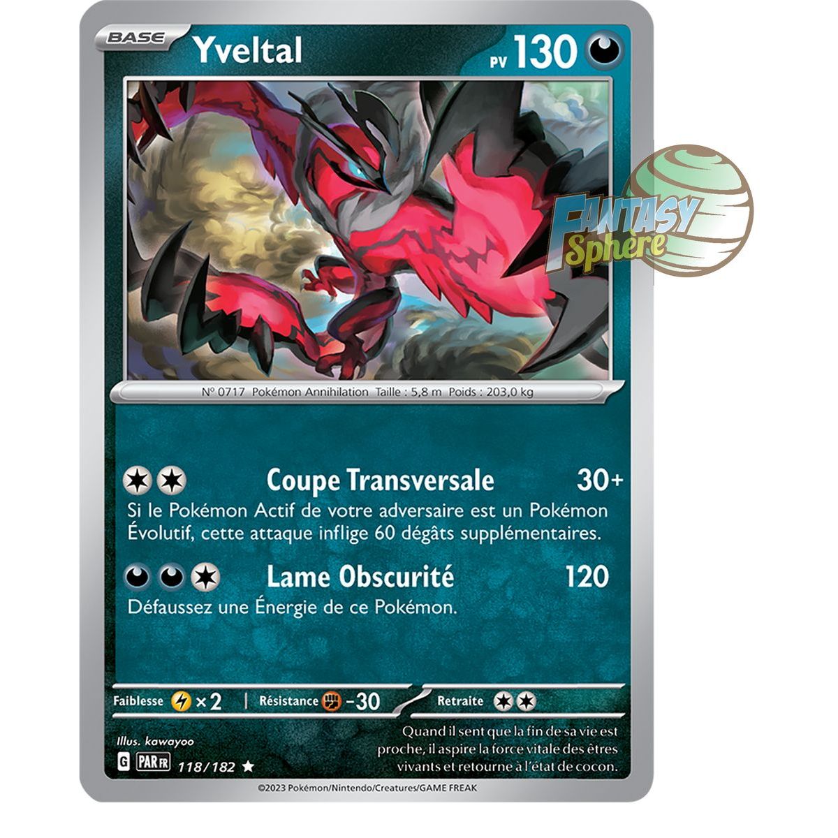 Yveltal - Holo Rare 118/182 - Scarlet and Violet Paradox Rift