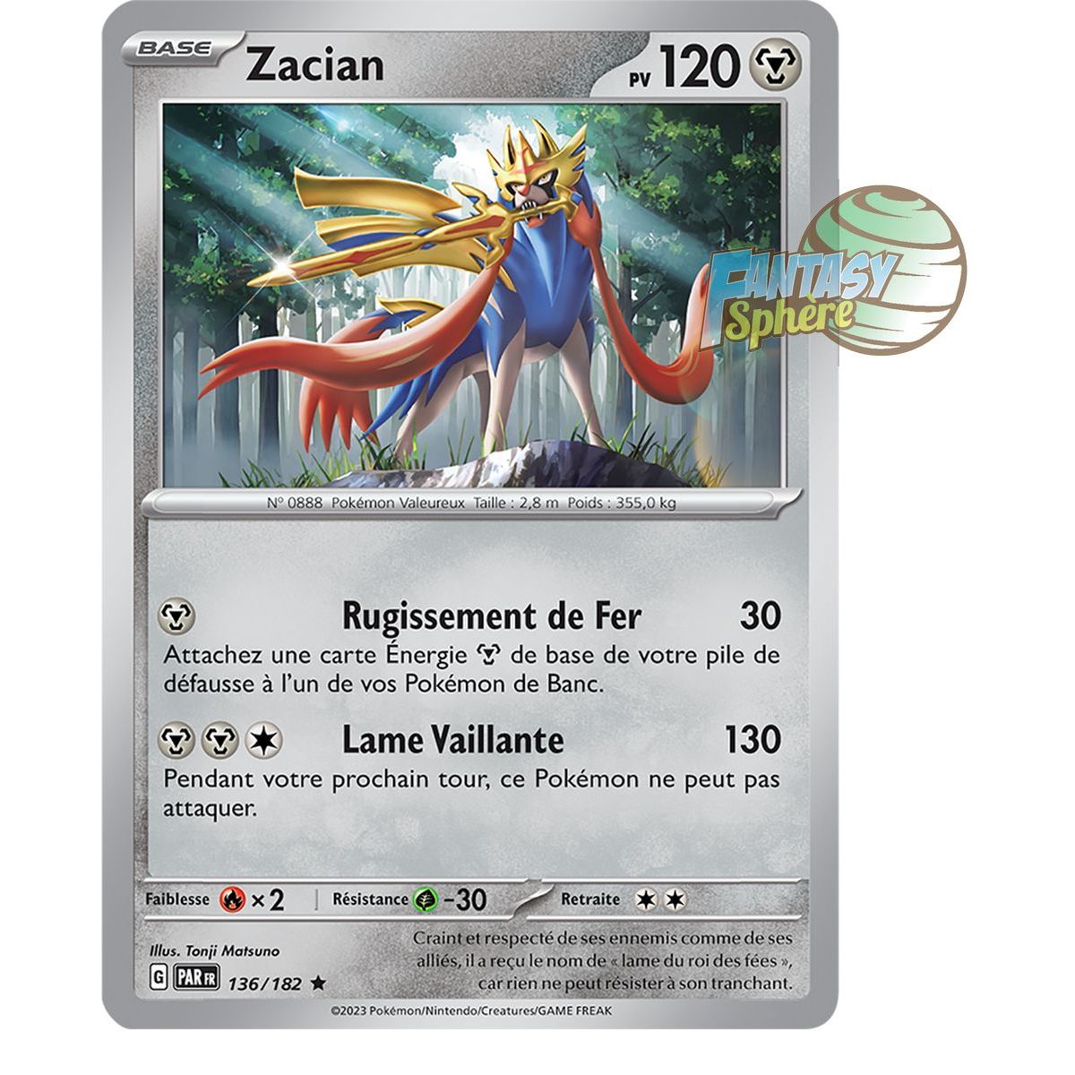 Zacian - Holo Rare 136/182 - Scarlet and Violet Paradox Rift