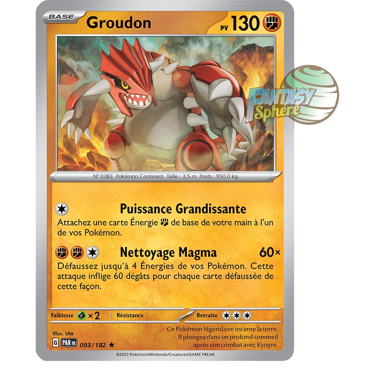 Groudon - Holo Rare 93/182 - Scarlet and Violet Paradox Rift