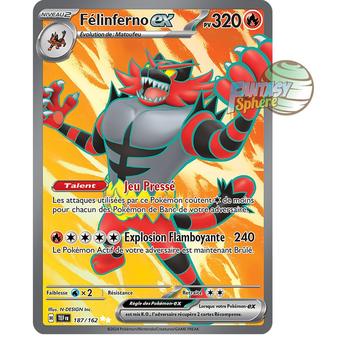 Item Incineroar EX - Ultra Rare 187/162 - Scarlet and Violet Temporal Forces