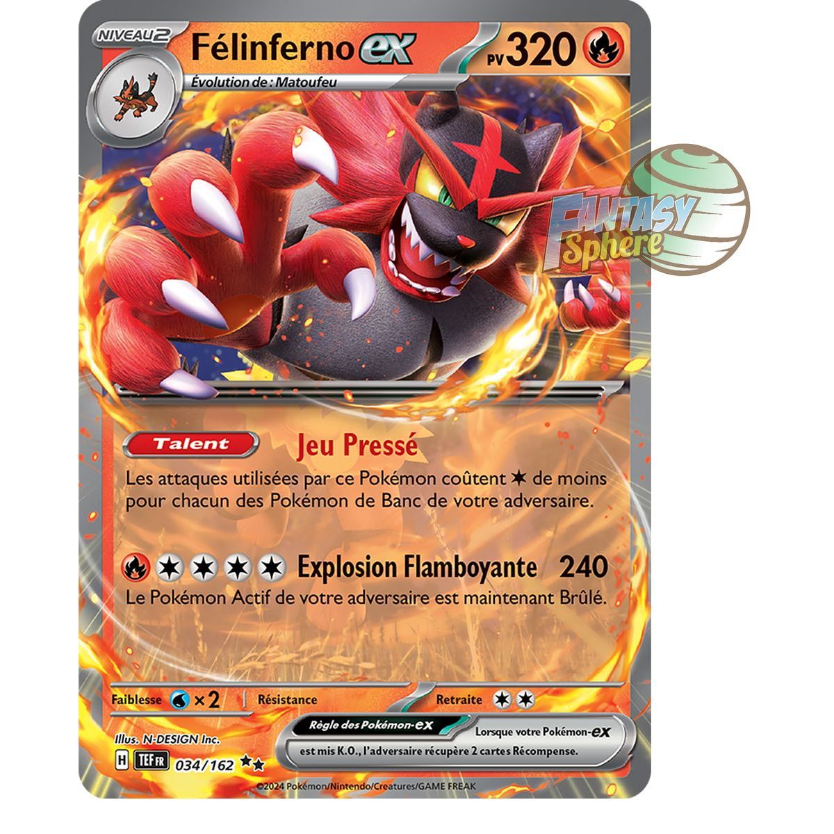 Item Incineroar EX - Double Rare 34/162 - Scarlet and Violet Temporal Forces