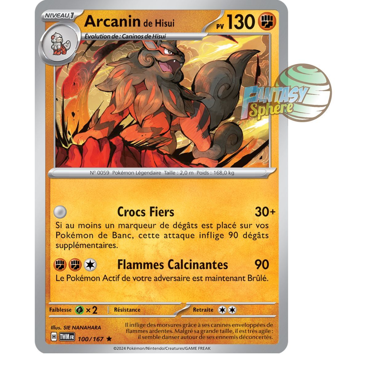 Arcanine of Hisui - Holo Rare 100/167 - Scarlet and Violet Twilight Masquerade