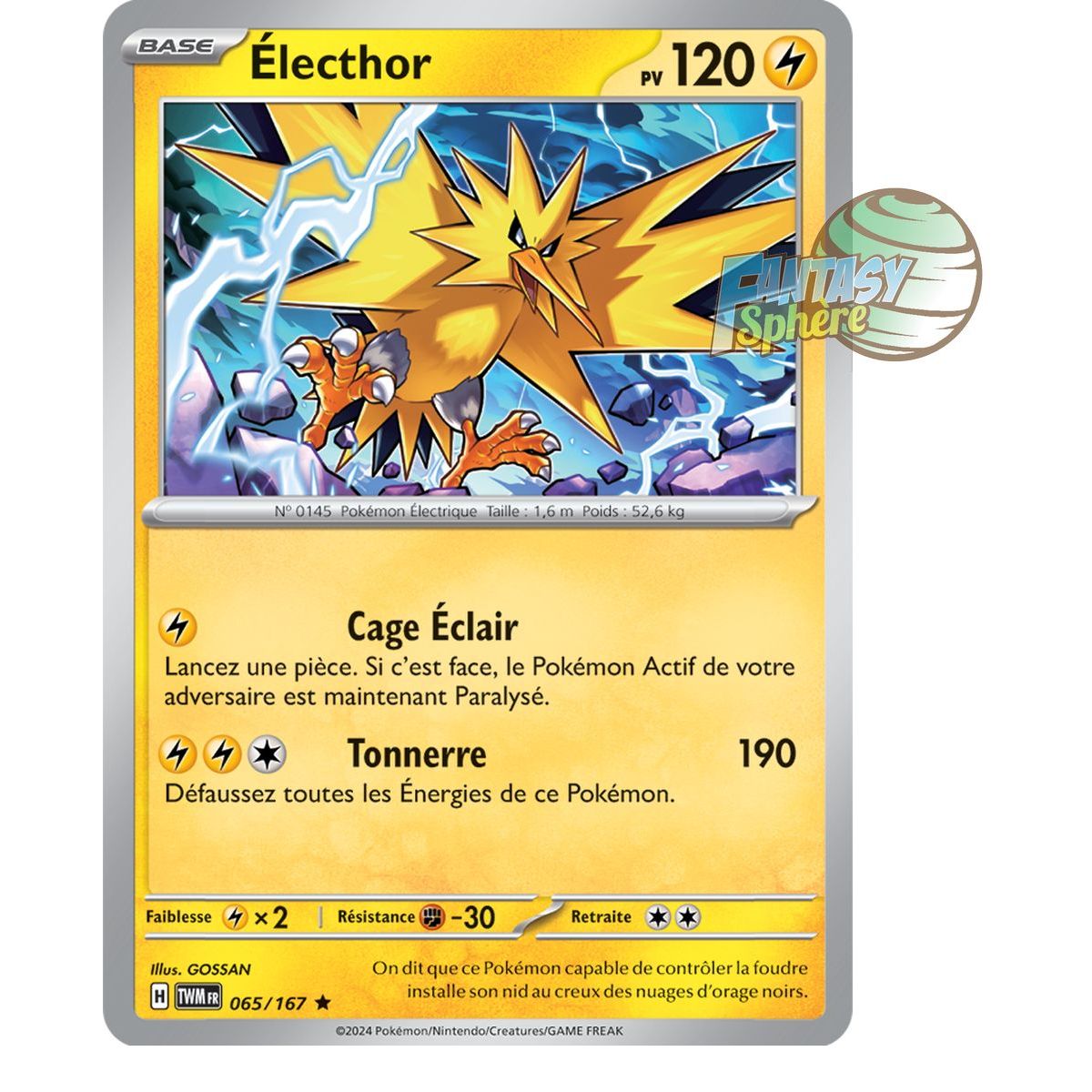 Zapdos - Holo Rare 65/167 - Scarlet and Violet Twilight Masquerade