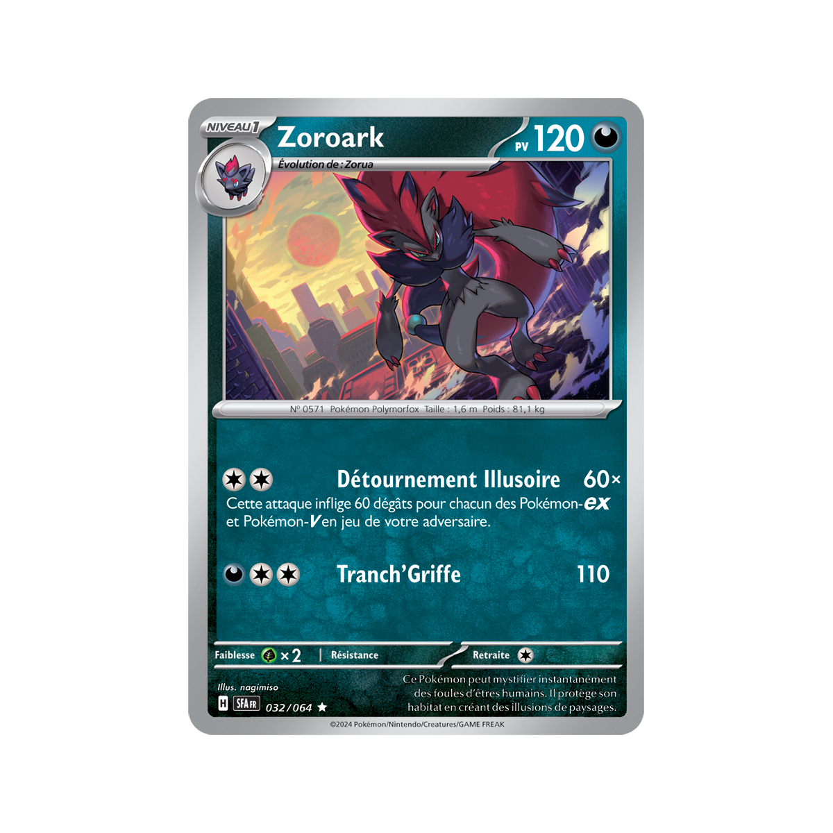 Zoroark - Holo Rare 32/64 - Scarlet and Purple Nebula Fable