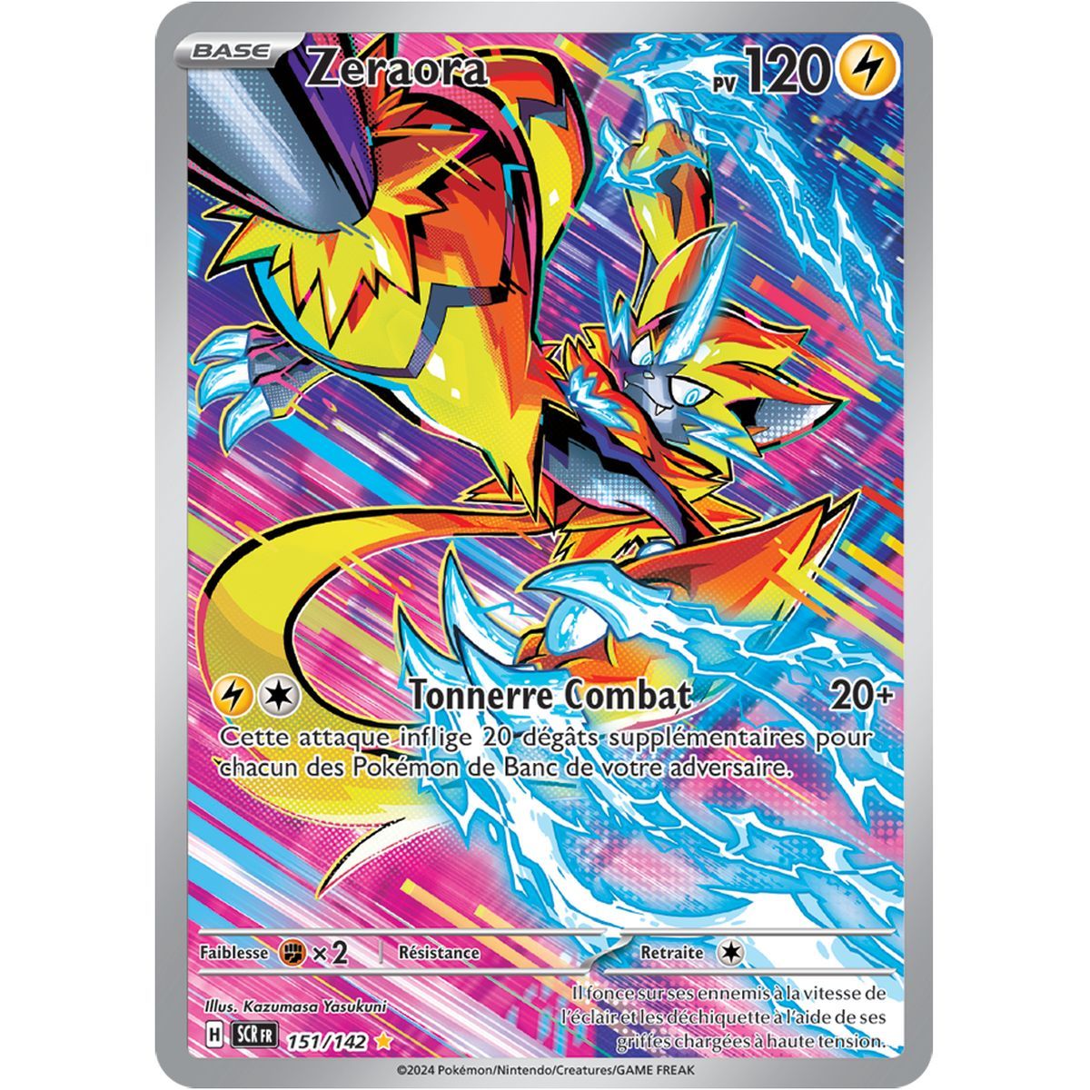 Zeraora - Rare Illustration 151/142 - Scarlet and Purple Star Crown