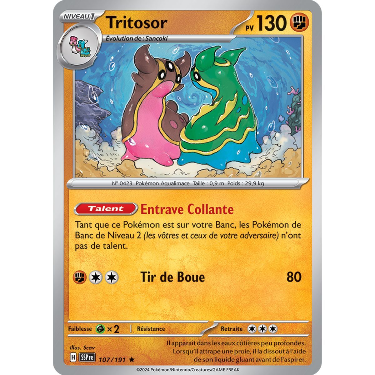 Tritosor - Holo Rare 107/191 - Scarlet and Purple Surging Spark