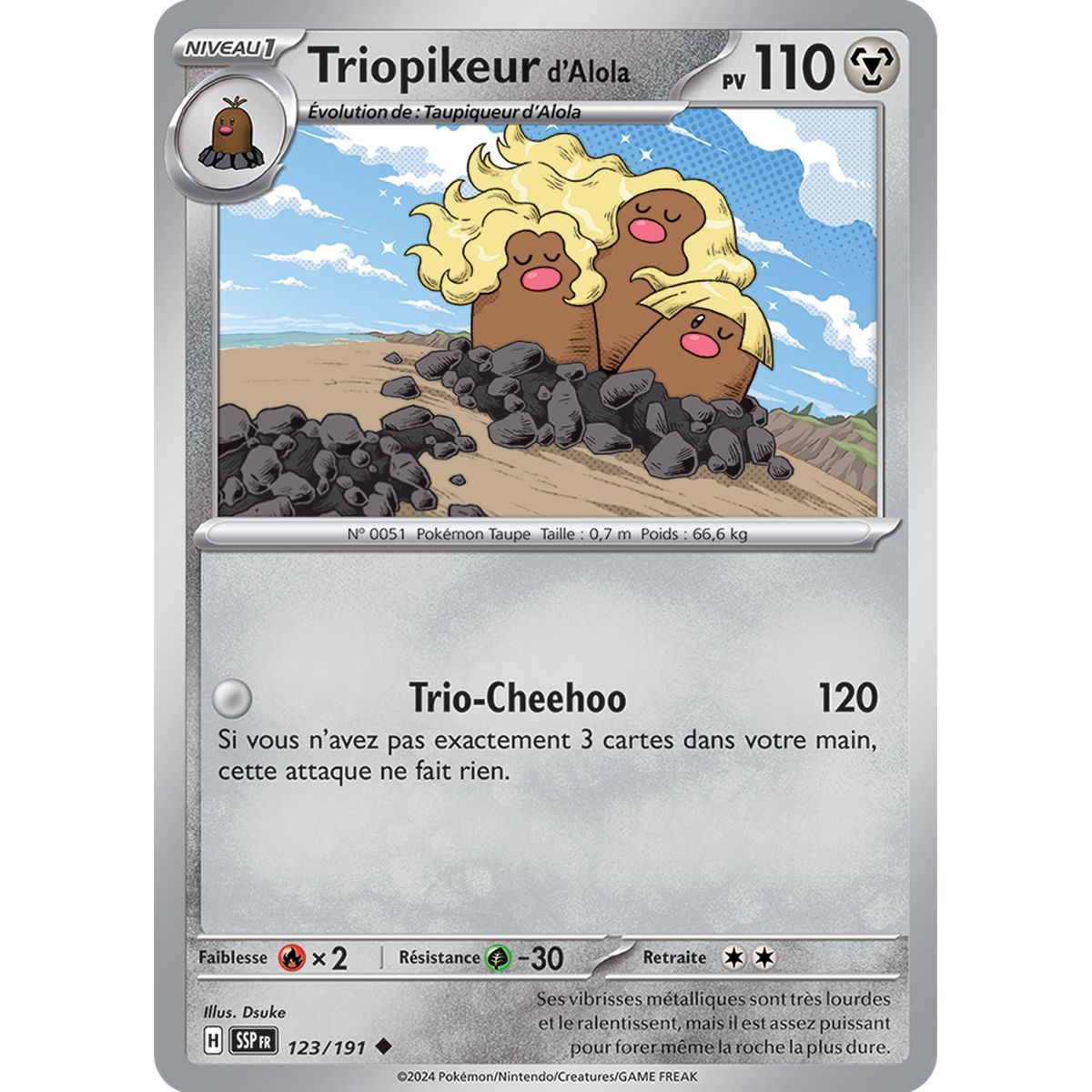 Alolan Triopike - Uncommon 123/191 - Scarlet and Purple Surging Spark