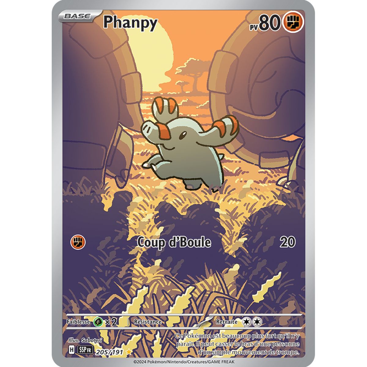 Phanpy - Rare Illustration 205/191 - Scarlet and Violet Surging Spark