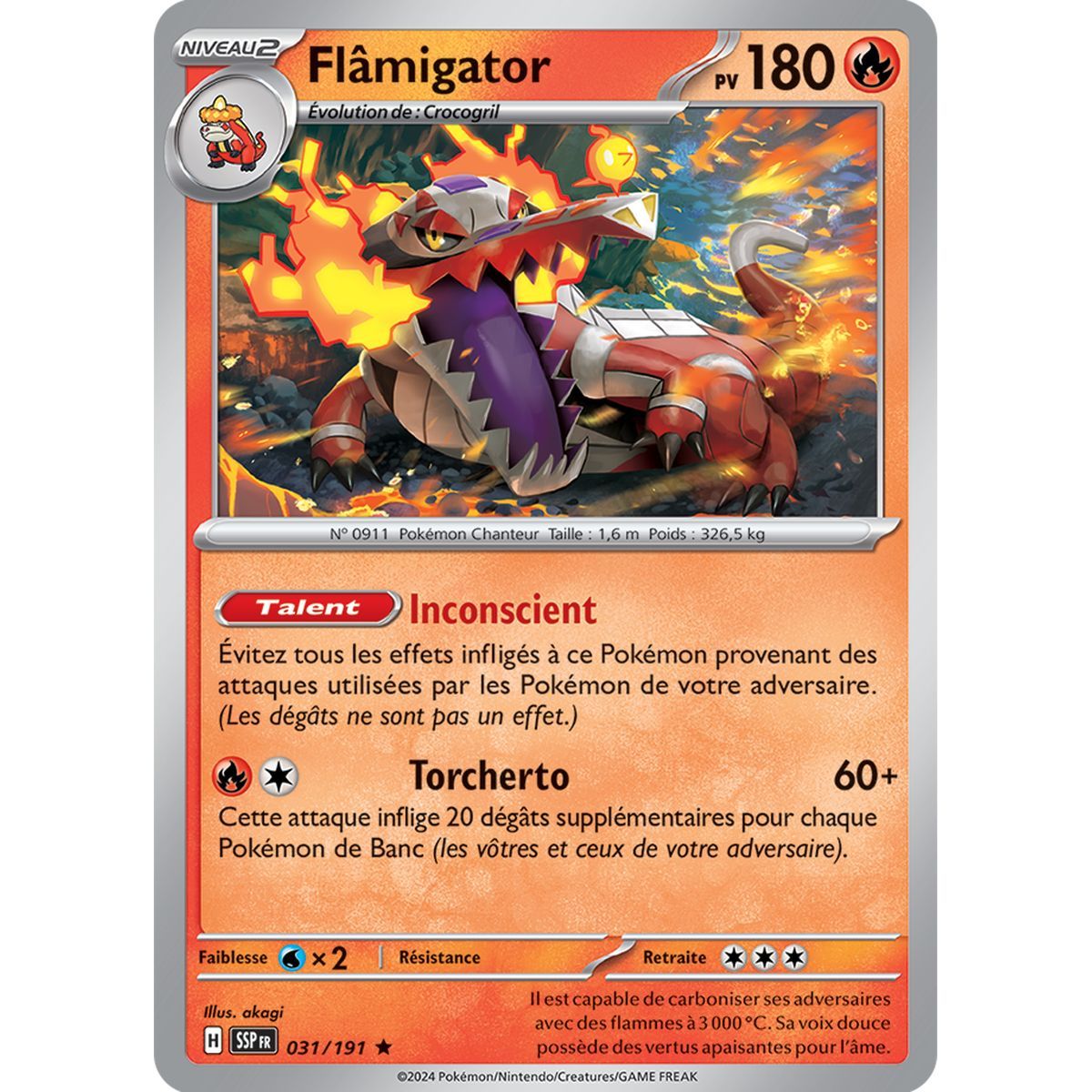 Flâmigator - Holo Rare 31/191 - Scarlet and Purple Surging Spark