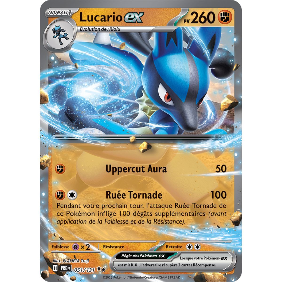 Lucario-ex - Double Rare 51/131 - Scarlet and Purple 8.5 Prismatic Evolutions