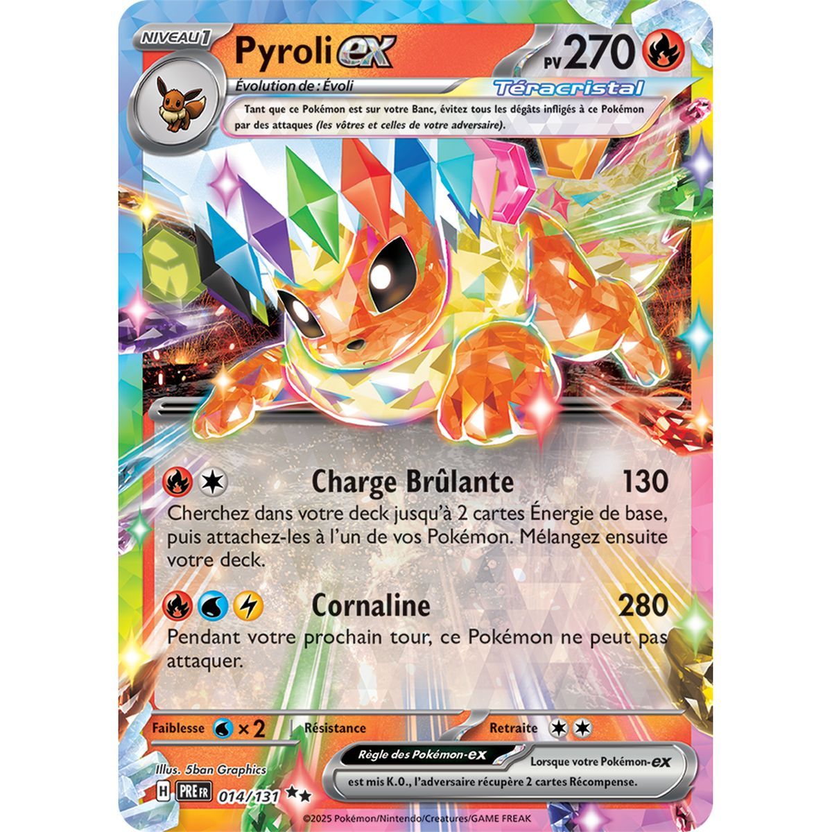 Pyroli-ex - Double Rare 14/131 - Scarlet and Purple 8.5 Prismatic Evolutions