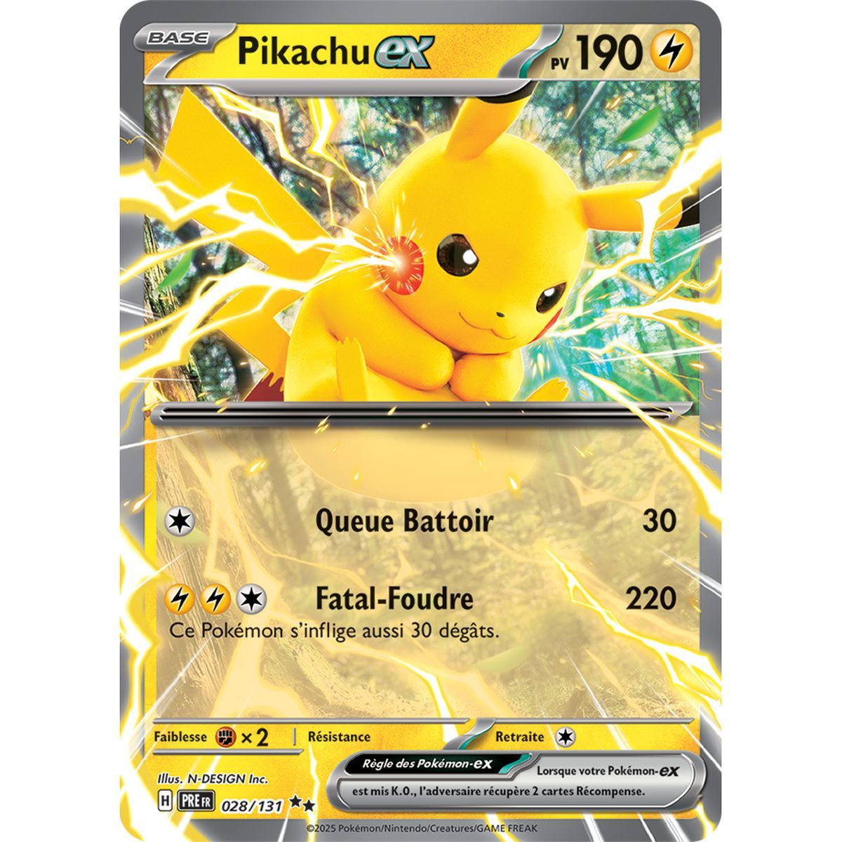 Pikachu-ex - Double Rare 28/131 - Scarlet and Purple 8.5 Prism Evolutions