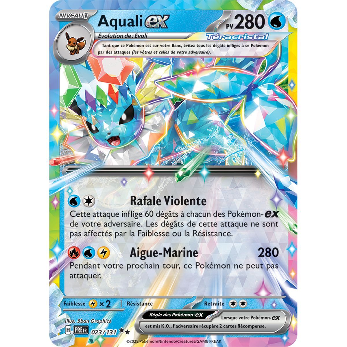 Vaporeon-ex - Double Rare 23/131 - Scarlet and Purple 8.5 Prism Evolutions