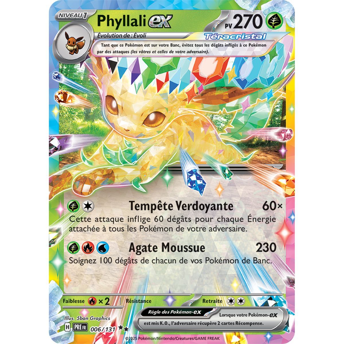 Leafeon-ex - Double Rare 6/131 - Scarlet and Purple 8.5 Prism Evolutions