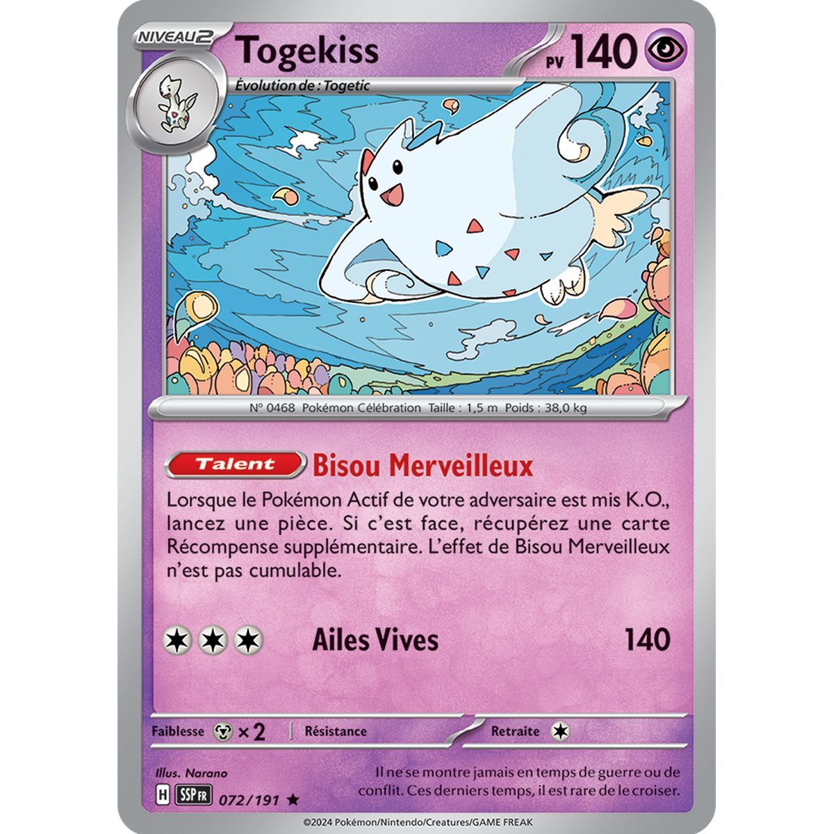 Togekiss - Holo Rare 72/191 - Scarlet and Purple Surging Spark