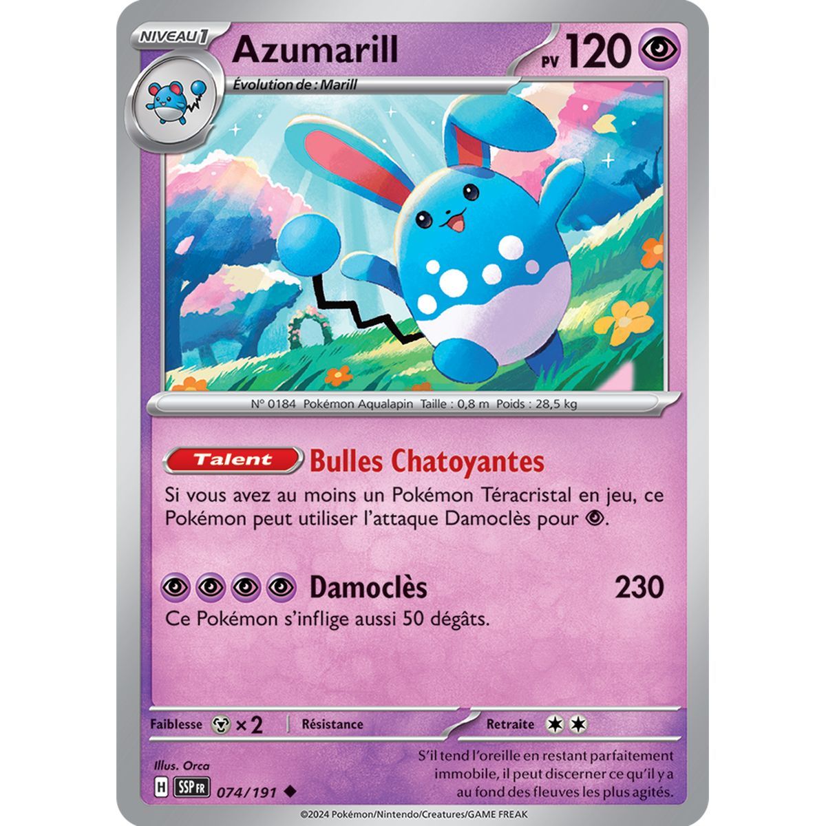 Azumarill - Uncommon 74/191 - Scarlet and Purple Surging Spark