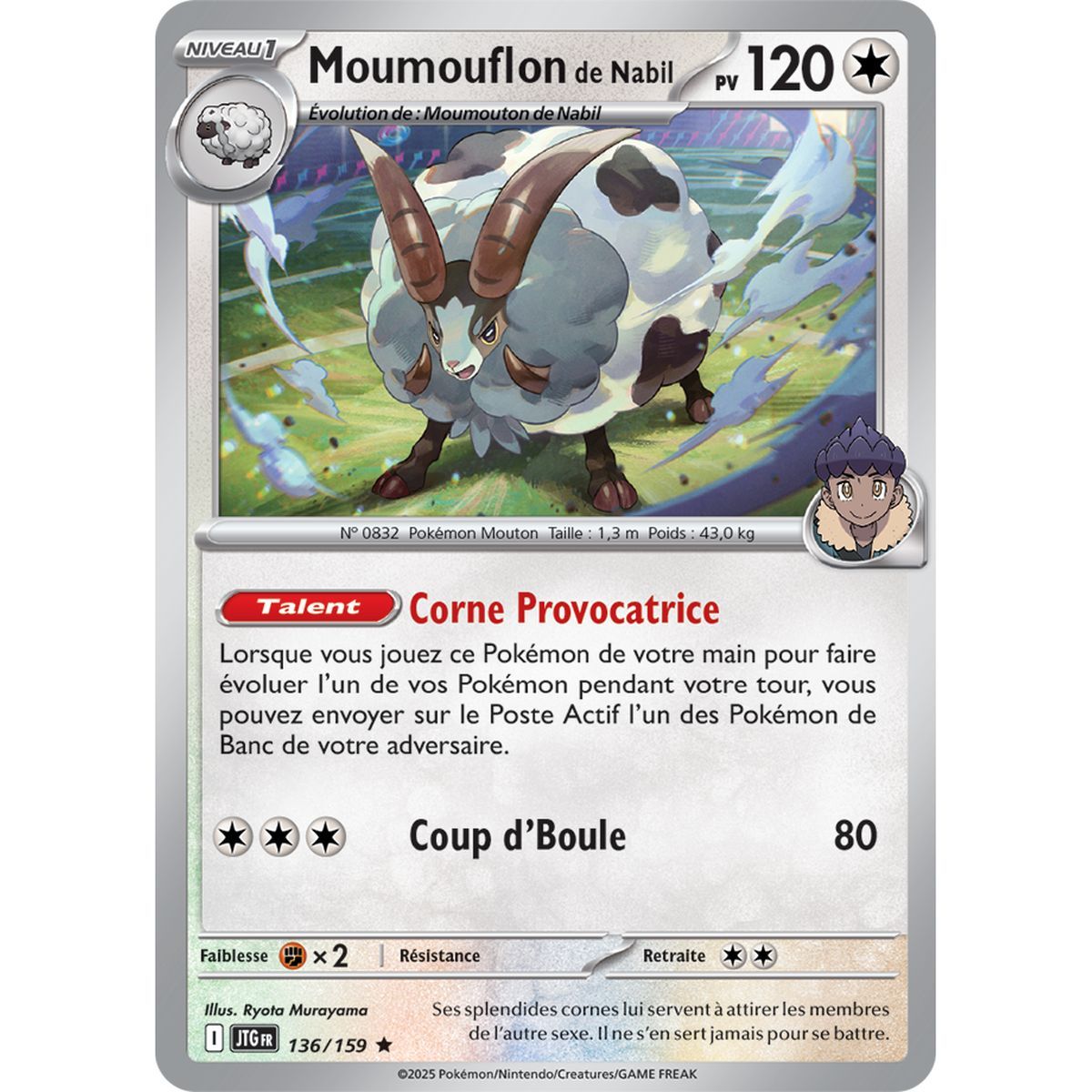 Nabil's Moumouflon - Holo Rare 136/159 - Scarlet and Purple 9 Adventures Together