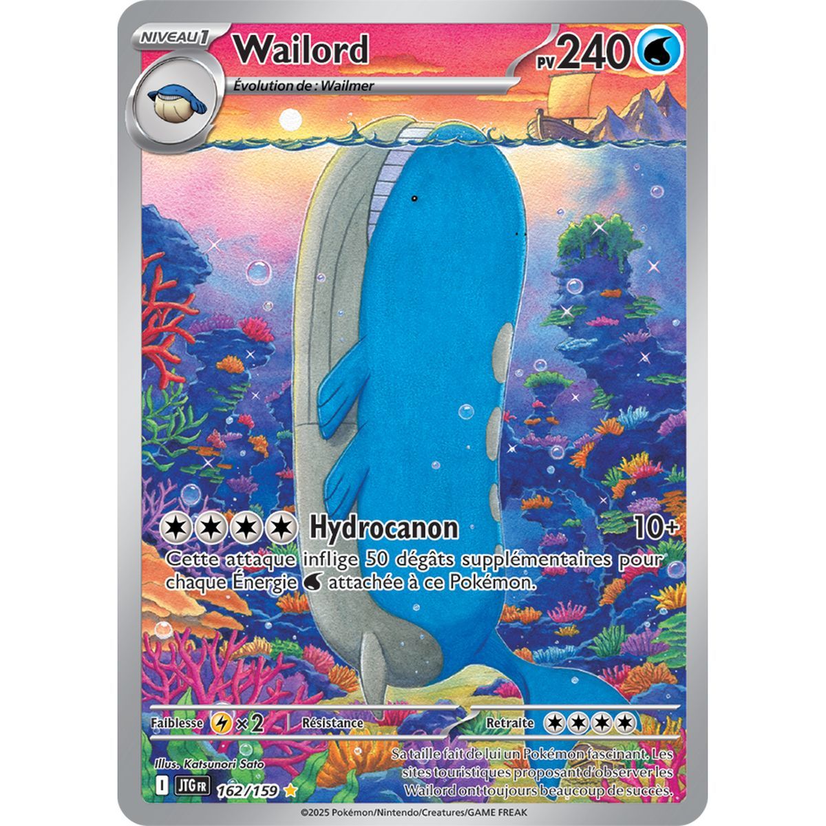 Wailord - Rare Illustration 162/159 - Scarlet and Violet 9 Adventures Together