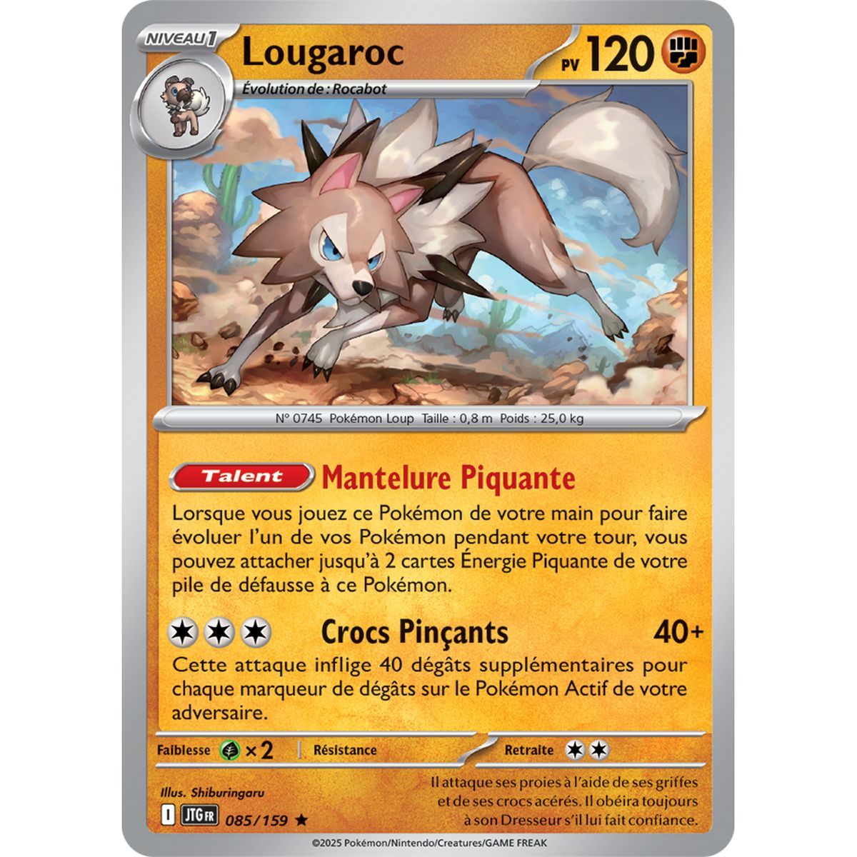 Lycanroc - Holo Rare 85/159 - Scarlet and Purple 9 Adventures Set