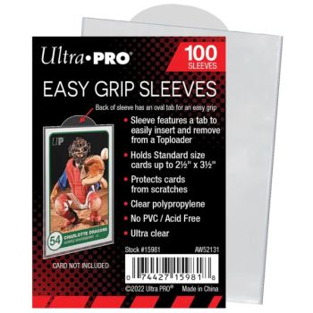 photo 100 Card Sleeves - Standard - Easy Grip Sleeves 2.5"x3.5" - Soft - Ultra Pro