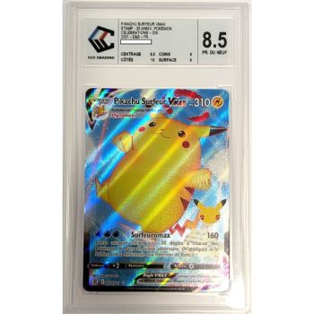 [CCC 8.5 - Pr. du Neuf] - Graded Card - Surfer Pikachu VMAX 009/025 - Sword & Shield: Celebrations - 2021 - Pokémon - French