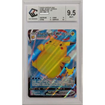 [CCC 9.5 - Mint+] - Graded Card - Surfer Pikachu VMAX 009/025 - Sword & Shield: Celebrations - 2021 - Pokémon - French