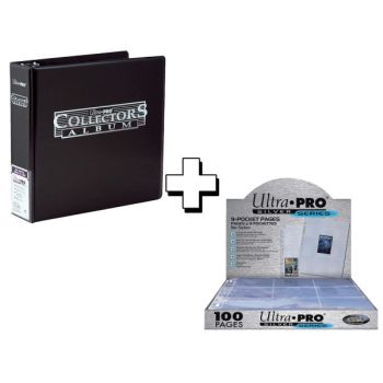 photo Pack - Collector's Ring Binder Black Album + 100 Silver Pages - Ultra Pro