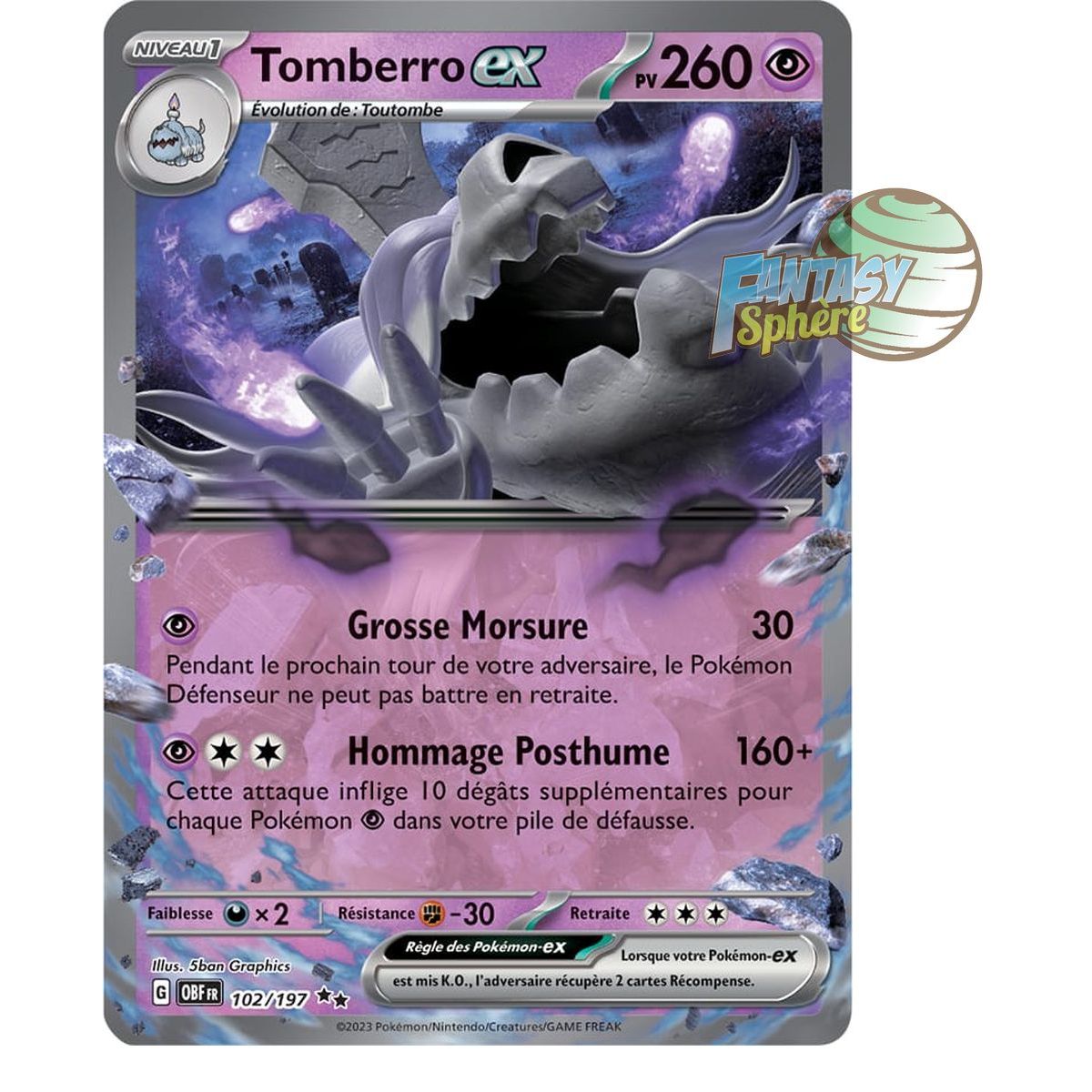 Item Tomberro EX - Double Rare 102/197 - Scarlet and Violet Obsidian Flames