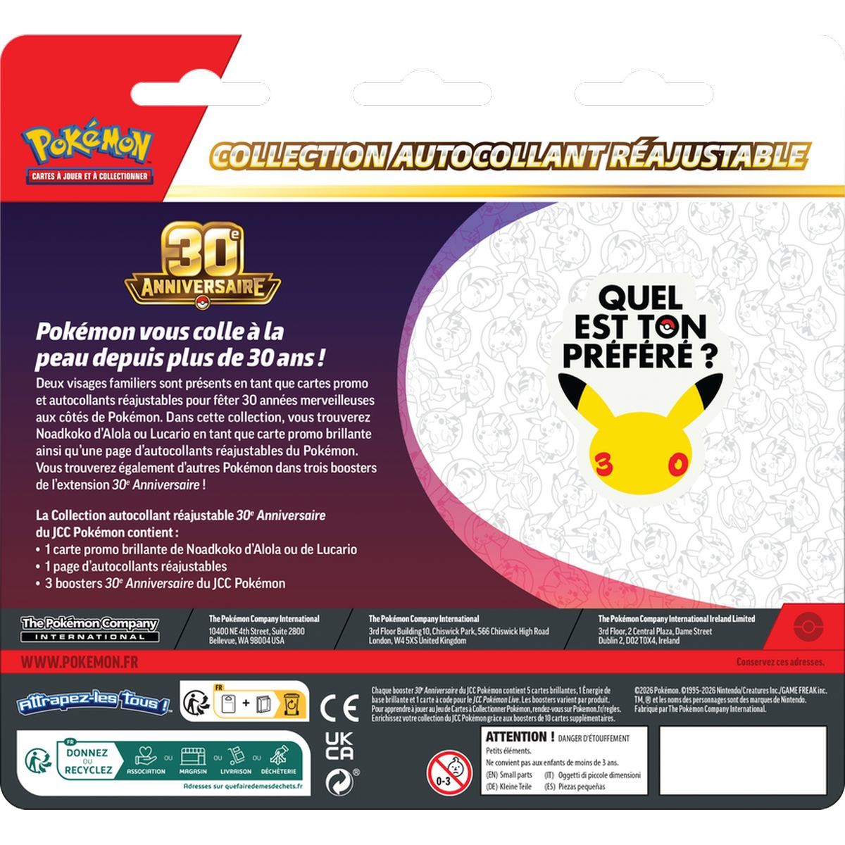 Tri-Pack Collection Sticker Refillable - 3 Boosters - Alolan Exeggutor/Lucario - 30th Anniversary [ME05.5][30C] - Pokémon - FR