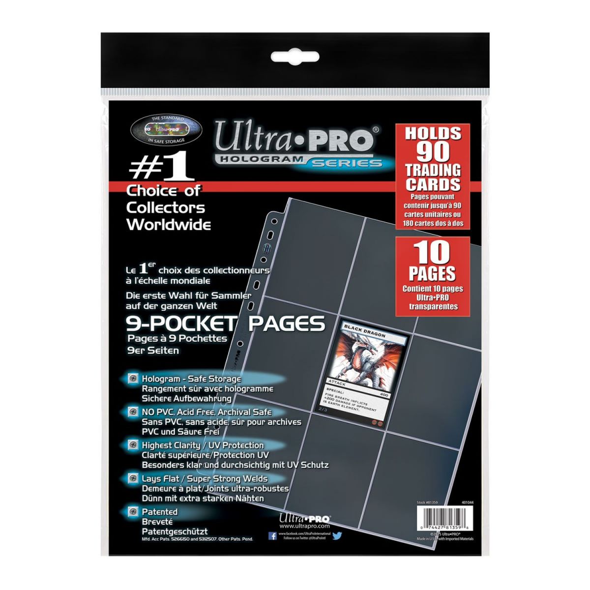Ultra Pro - 10 Binder Pages - 9 Boxes - Platinum (10)