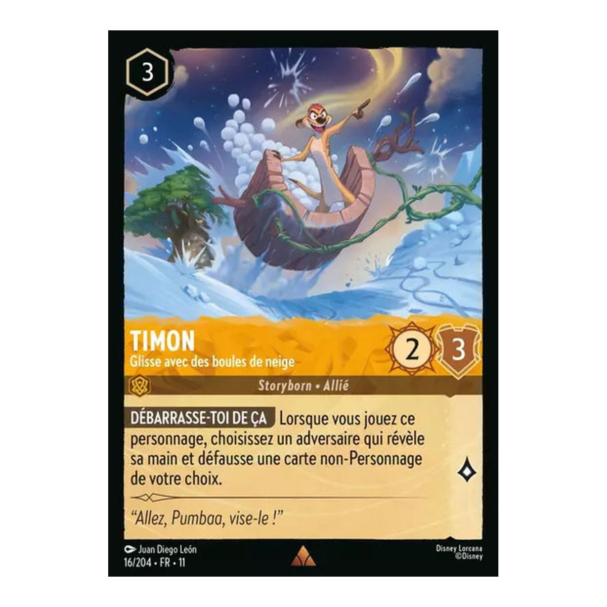 Timon, Snowball Slide - 16/204 - WIN - Frostbite - Rare - French