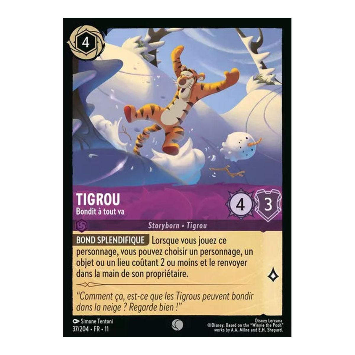 Tigger, Leaping Away - 37/204 - WIN - Frost Spell - Brilliant - Premium - French