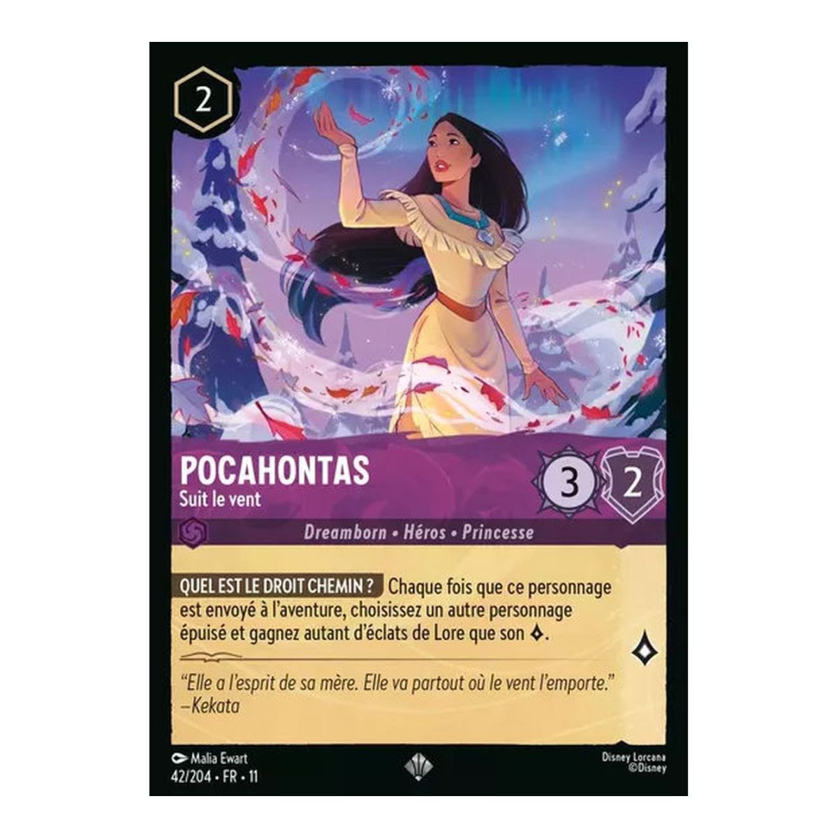 Pocahontas, Follows the Wind - 42/204 - WIN - Frostbite - Super Rare - French