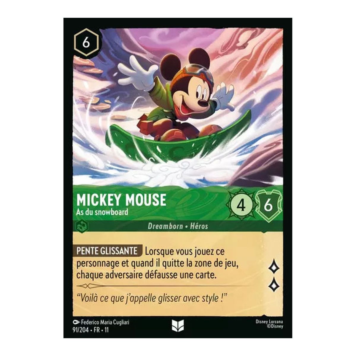 Mickey Mouse, Snowboard Ace - 91/204 - WIN - Frostbite - Uncommon - French